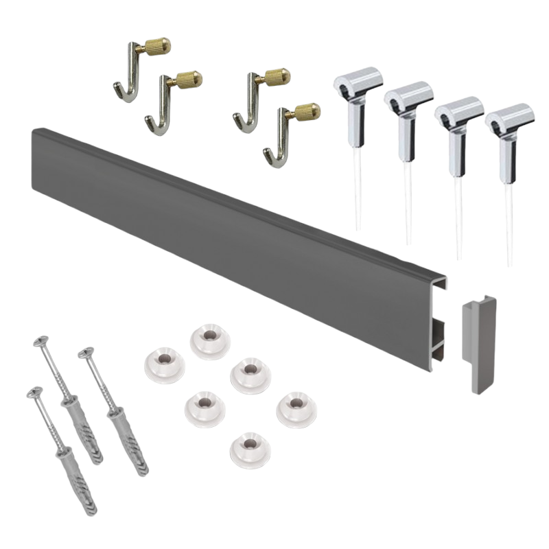 Heavy Duty Clip Rail 2m 60KG Kit (ALL-IN-ONE) | DisplayFittings.co.uk