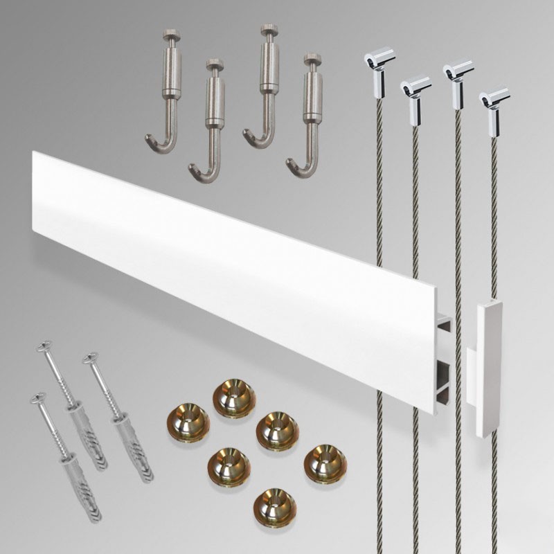Heavy-Duty Clip Rail Max Wall Hanging Kit, Picture Rail & Hooks for He