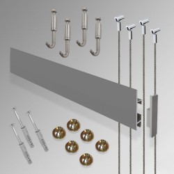 Heavy-Duty Clip Rail Max Wall Hanging Kit, Picture Rail & Hooks for He