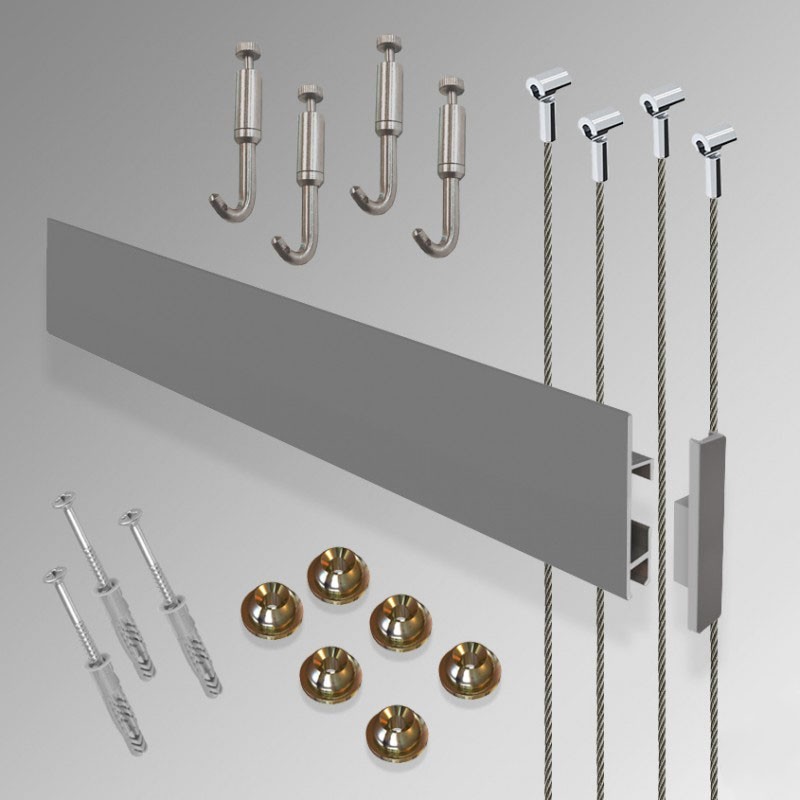 Heavy-Duty Clip Rail Max Wall Hanging Kit, Picture Rail & Hooks for He