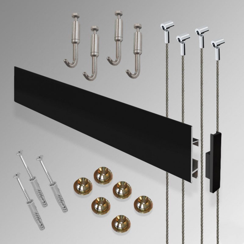 Heavy-Duty Clip Rail Max Wall Hanging Kit, Picture Rail & Hooks for He