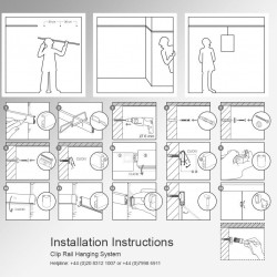 Heavy-Duty Clip Rail Max Wall Hanging Kit, Picture Rail & Hooks for He